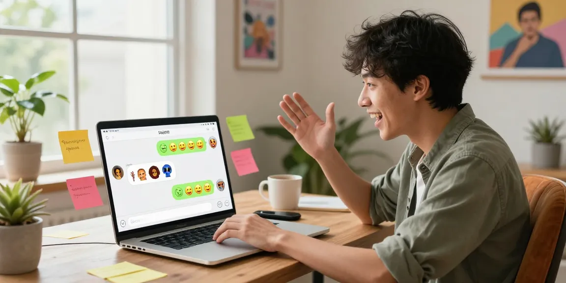 Engaging with spicy chat AI on a modern laptop, vibrant interface in a cozy office.