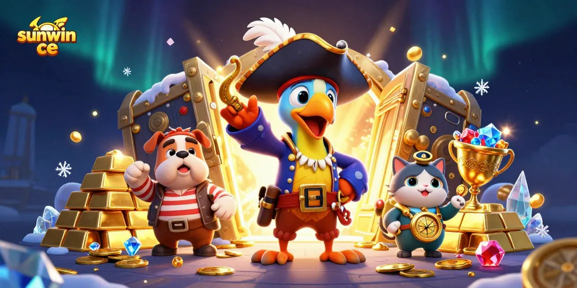 Engage in thrilling action with sunwin ce, as the cartoon pirate captain, bulldog, and cat navigate treasure-filled adventures.