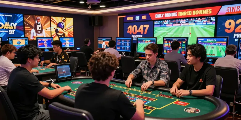 Exciting gaming scene at http://sin88-onl.com/ showcasing players enjoying vibrant live casino and sports betting.