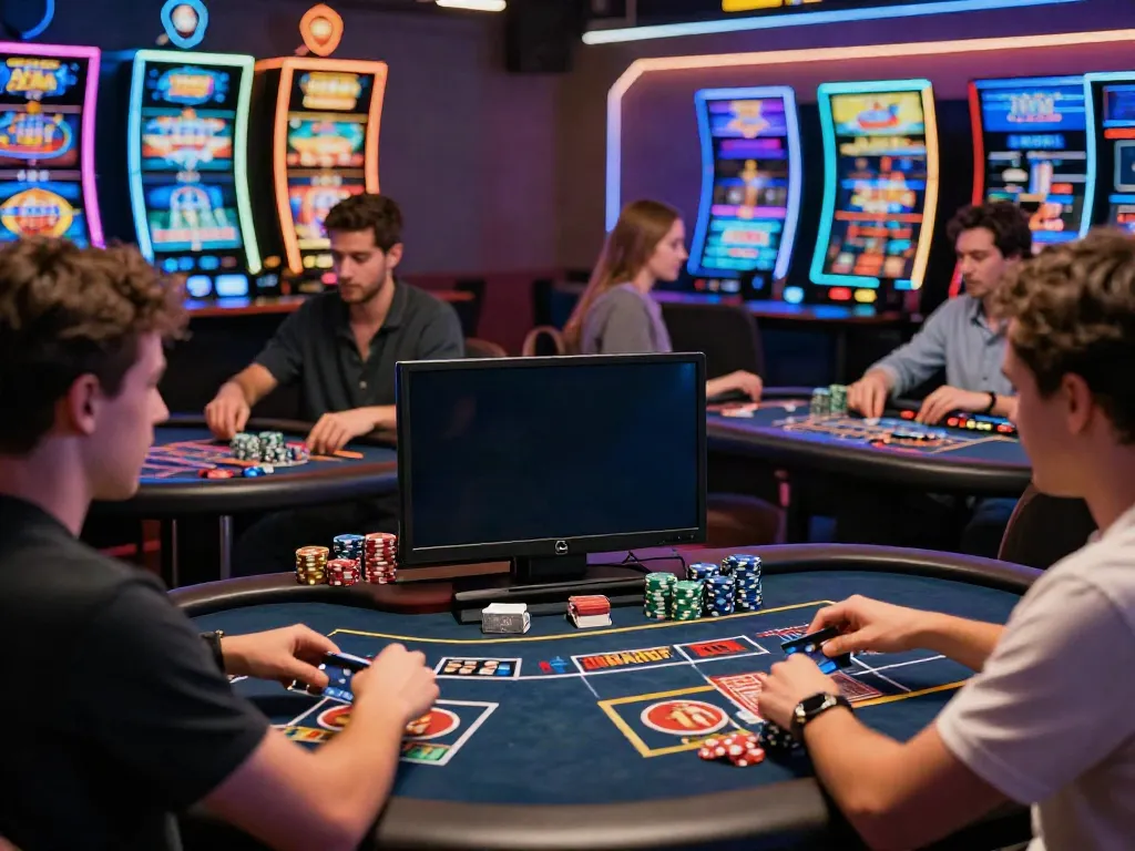 Exciting online casino environment showcasing diverse players enjoying games at casinos that take credit cards.