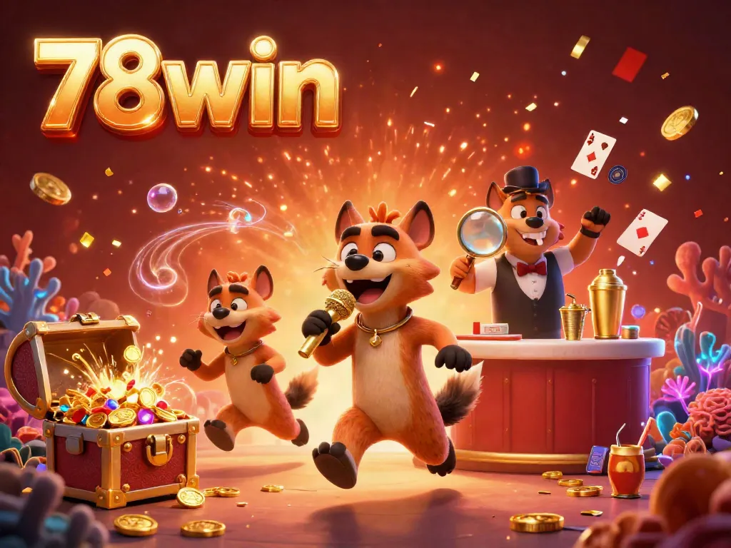Engage in fun at 78win's comedy casino with lively hyena characters mixing cocktails and sharing laughs.